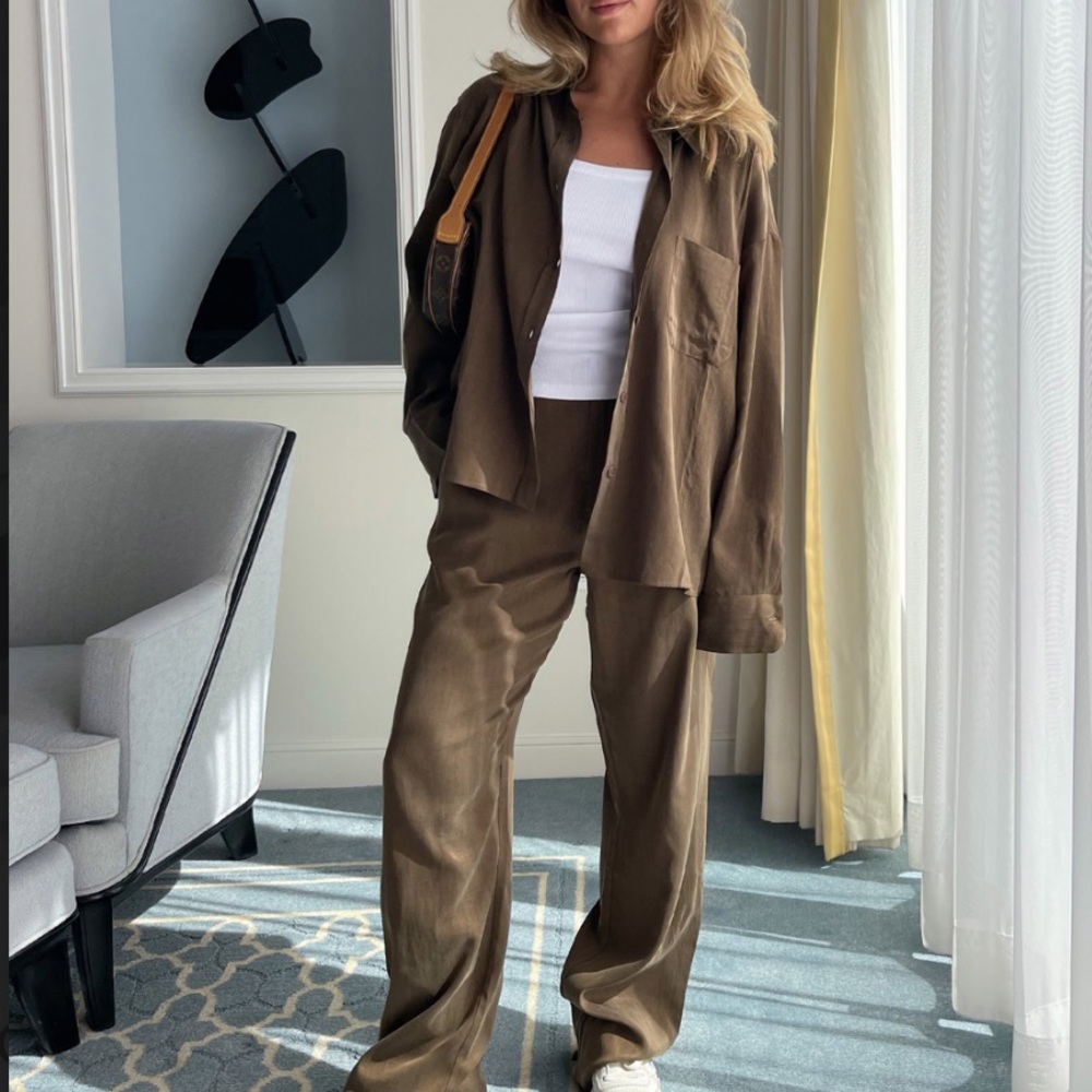 Djerf Avenue On The Go Pants Mocha Size Small